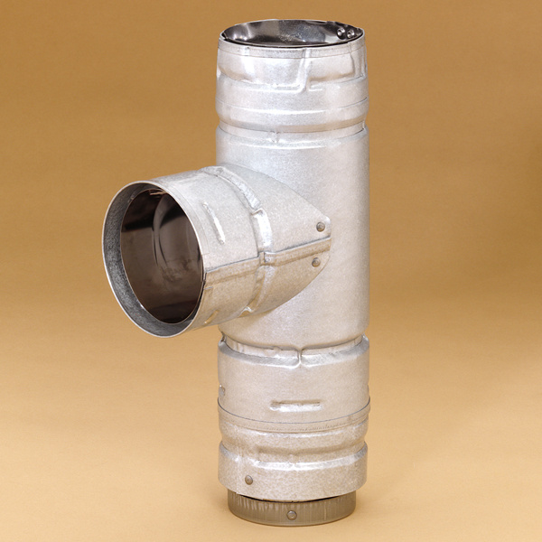 Pellet Vent Pro 4" - Single Tee With Clean-Out Cap (Galvalume)